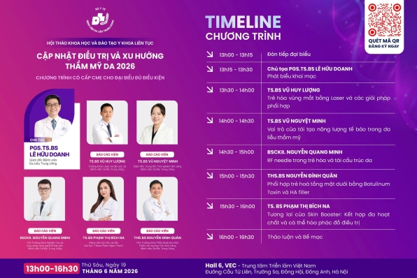 Thông báo đăng ký tham dự Hội thảo khoa học: 'Cập nhật điều trị và xu hướng thẩm mỹ da 2026'