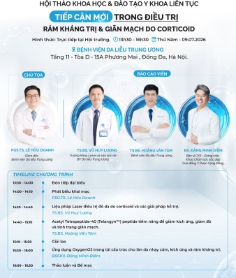 Thông báo đăng ký tham dự Hội thảo khoa học: 'Tiếp cận mới trong điều trị rám kháng trị và giãn mạch do Corticoid'